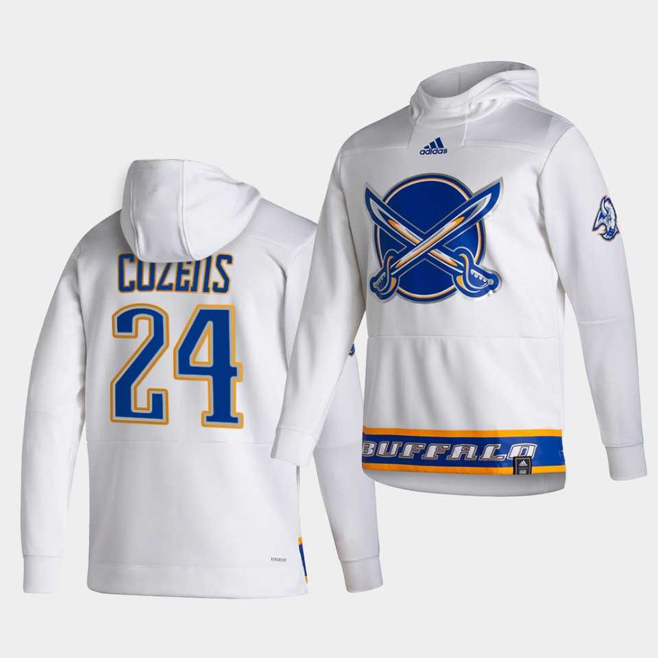 Men Buffalo Sabres 24 Cozens White NHL 2021 Adidas Pullover Hoodie Jersey